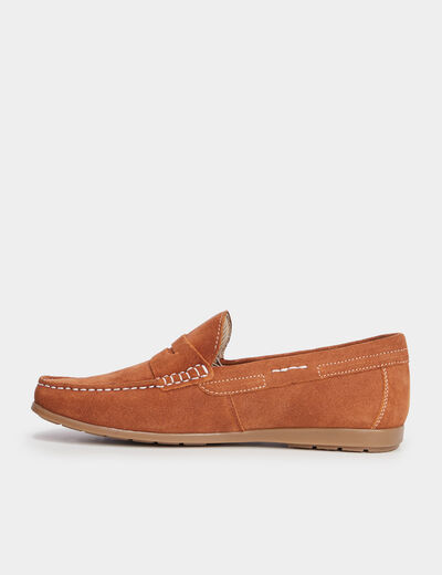 Mocassins en cuir daim marron clair homme