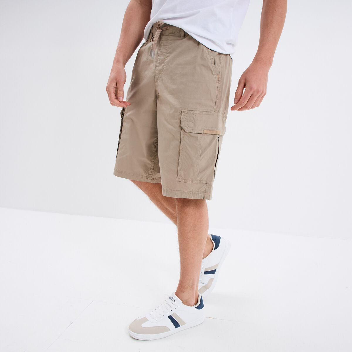 Bermuda cargo droit coton majoritaire taupe homme
