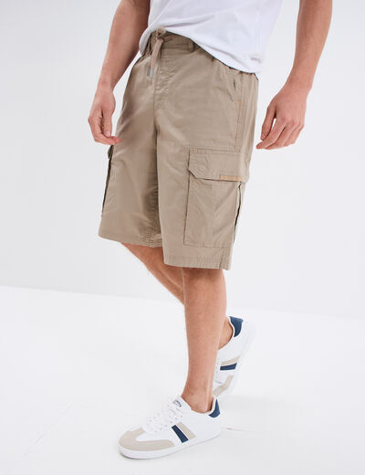 Bermuda cargo droit coton majoritaire taupe homme