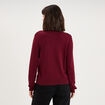 Gilet col rond manches longues bordeaux femme