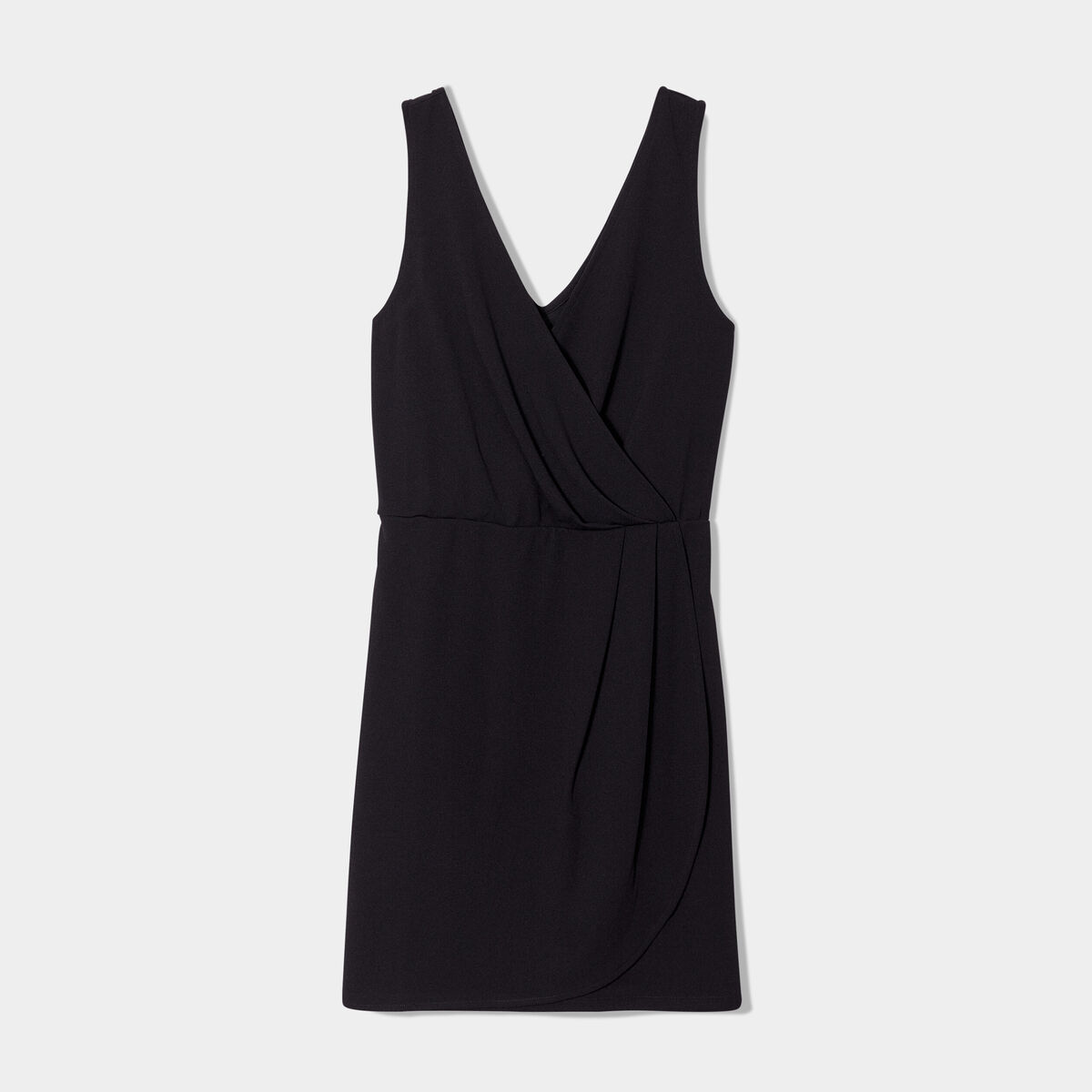 Robe portefeuille plis taille noir femme