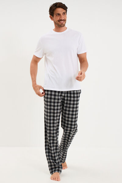 Pantalon de pyjama coton coupe droite gris moyen homme