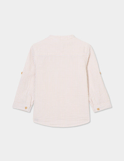 Chemise col mao manches retroussables beige bébé garçon