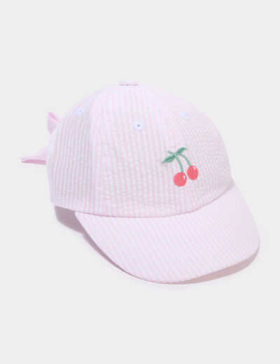Casquette coton rose b&eacute;b&eacute; fille