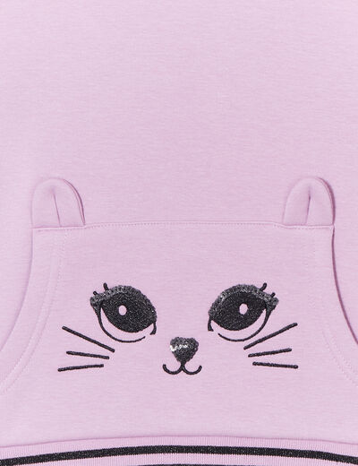 Sweat à capuche hoodie détails sequins parme fille