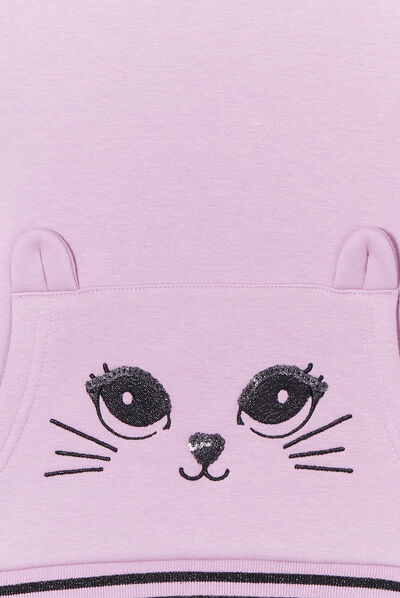 Sweat à capuche hoodie détails sequins parme fille