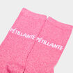 Chaussettes &agrave; fils m&eacute;tallis&eacute;s mi-hautes rose fushia femme