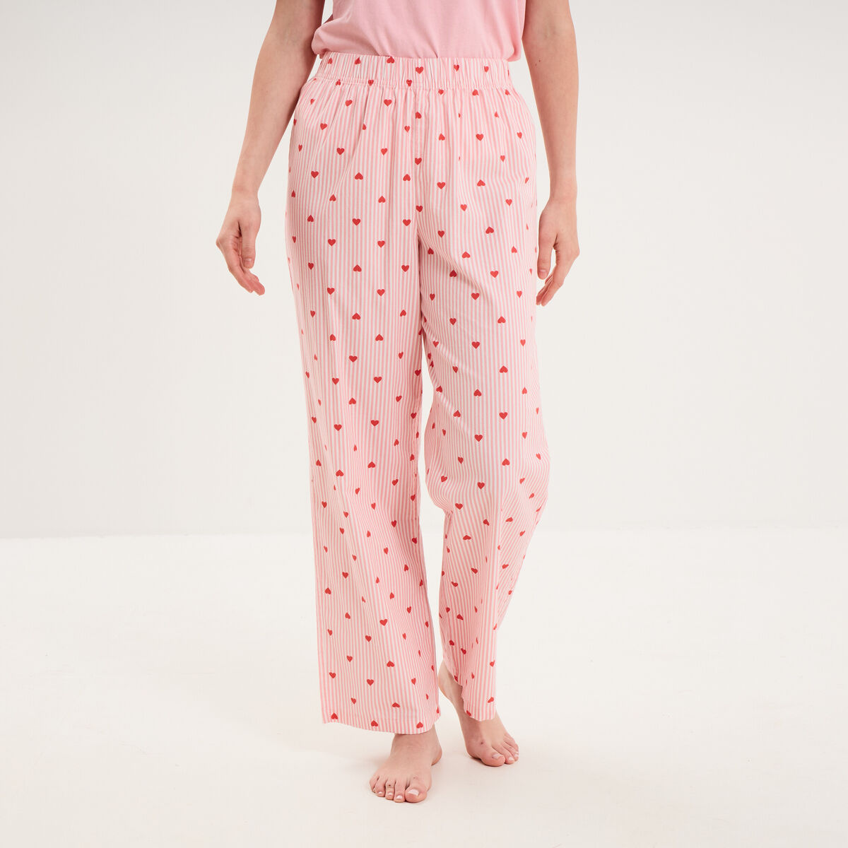 Pantalon de pyjama droit coton ecru femme