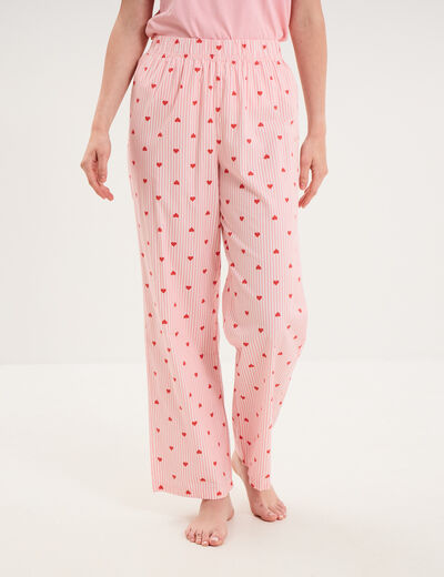 Pantalon de pyjama droit coton ecru femme