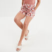 Short droit ceinturé mélange lin ecru femme