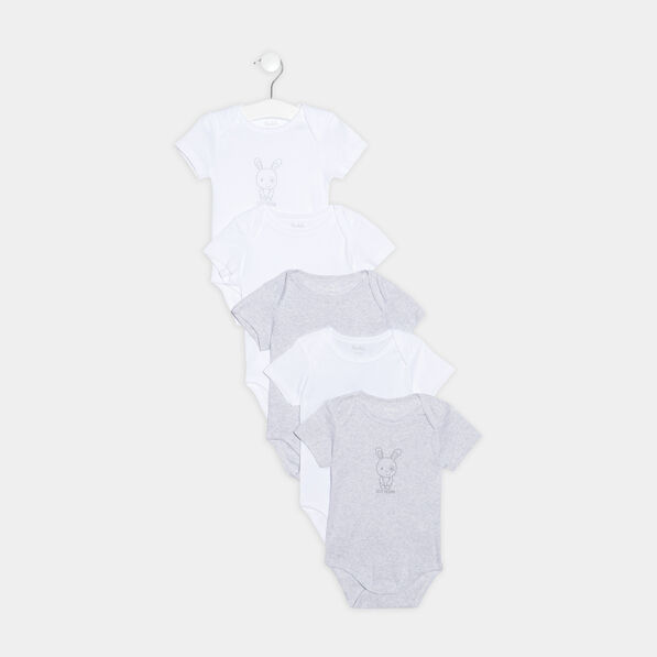 Lot 5 bodies US coton gris clair bébé