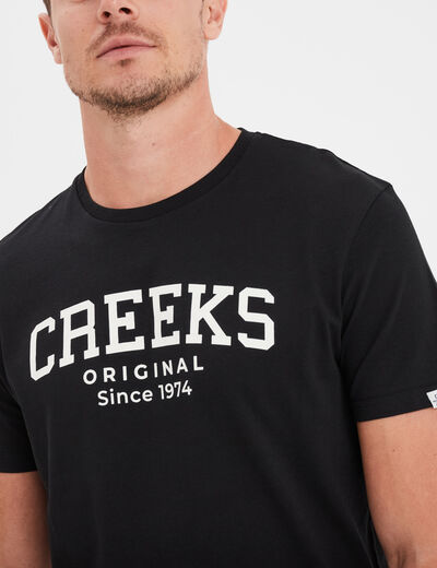 T-shirt manches courtes coton Creeks noir homme