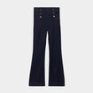 Jeans taille haute flare à ponts denim brut femme
