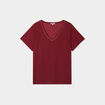 T-shirt manches courtes col V bordeaux femme grande taille