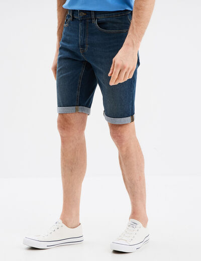 Bermuda stretch droit en jean denim dirty homme