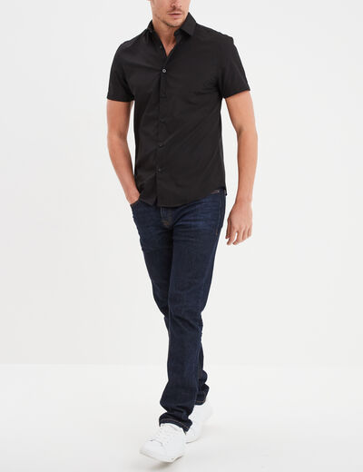 Chemise droite manches courtes noir homme