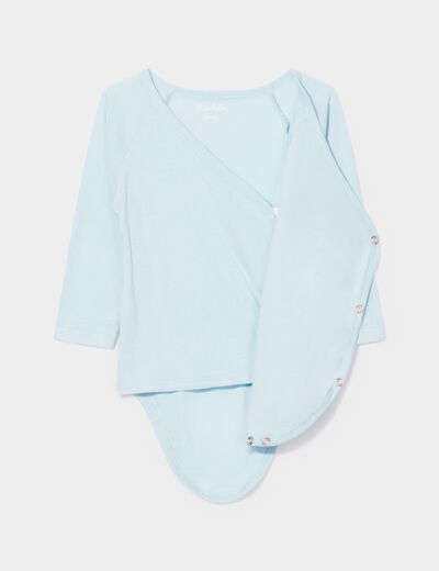 Lot 3 bodies coton manches longues bleu bébé garçon