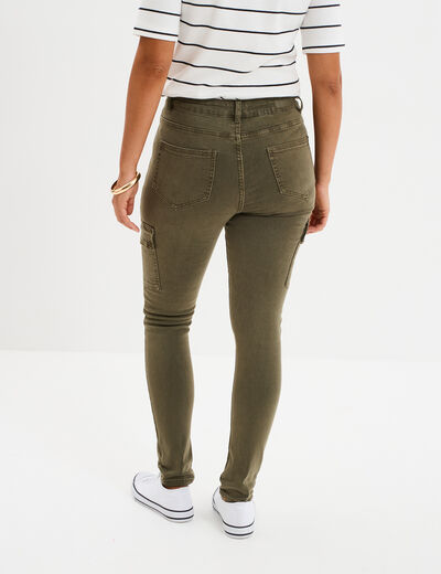 Pantalon cargo skinny 7/8ème Liberto vert kaki femme