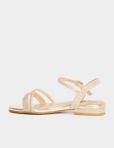 Sandales avec strass jaune or fille