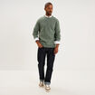 Pull col rond manches longues vert kaki homme