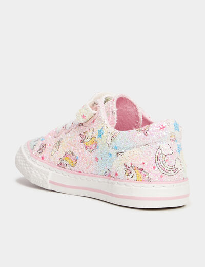 Tennis basses paillettes et scratchs multicolore fille