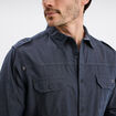 Chemise droite 2 poches manches longues bleu foncé homme