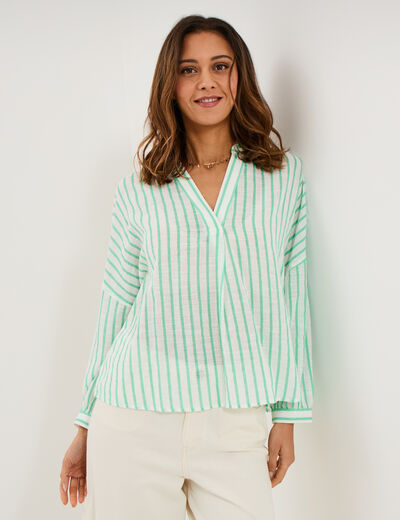 Blouse manches longues ample coton blanc femme