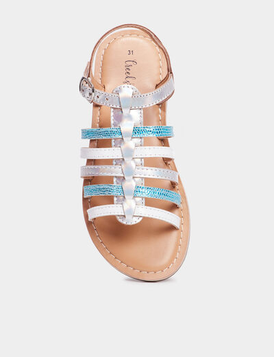 Sandales brides irisées en cuir Creeks bleu fille