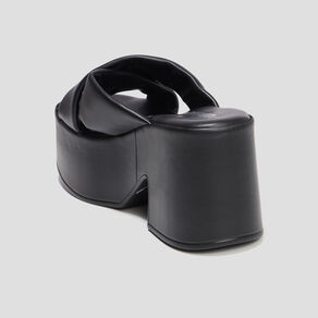 mules compensees en cuir liberto noir femme Mules compensées en cuir Liberto noir femme