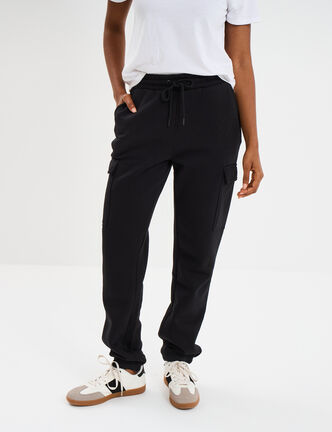 Pantalon de jogging coupe battle noir femme