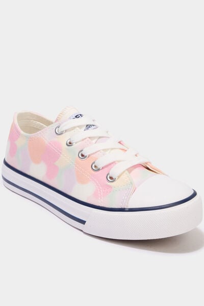 Baskets en toile &agrave; lacets bout renforc&eacute; multicolore fille