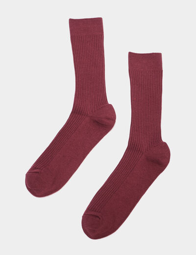 Lot 2 paires chaussettes côtelées prune homme