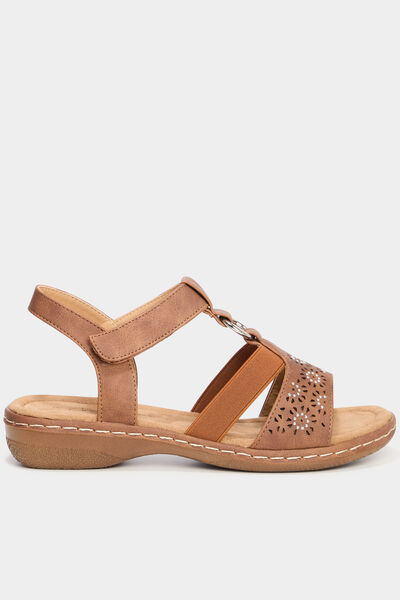 Sandales talons compens&eacute;s marron clair femme