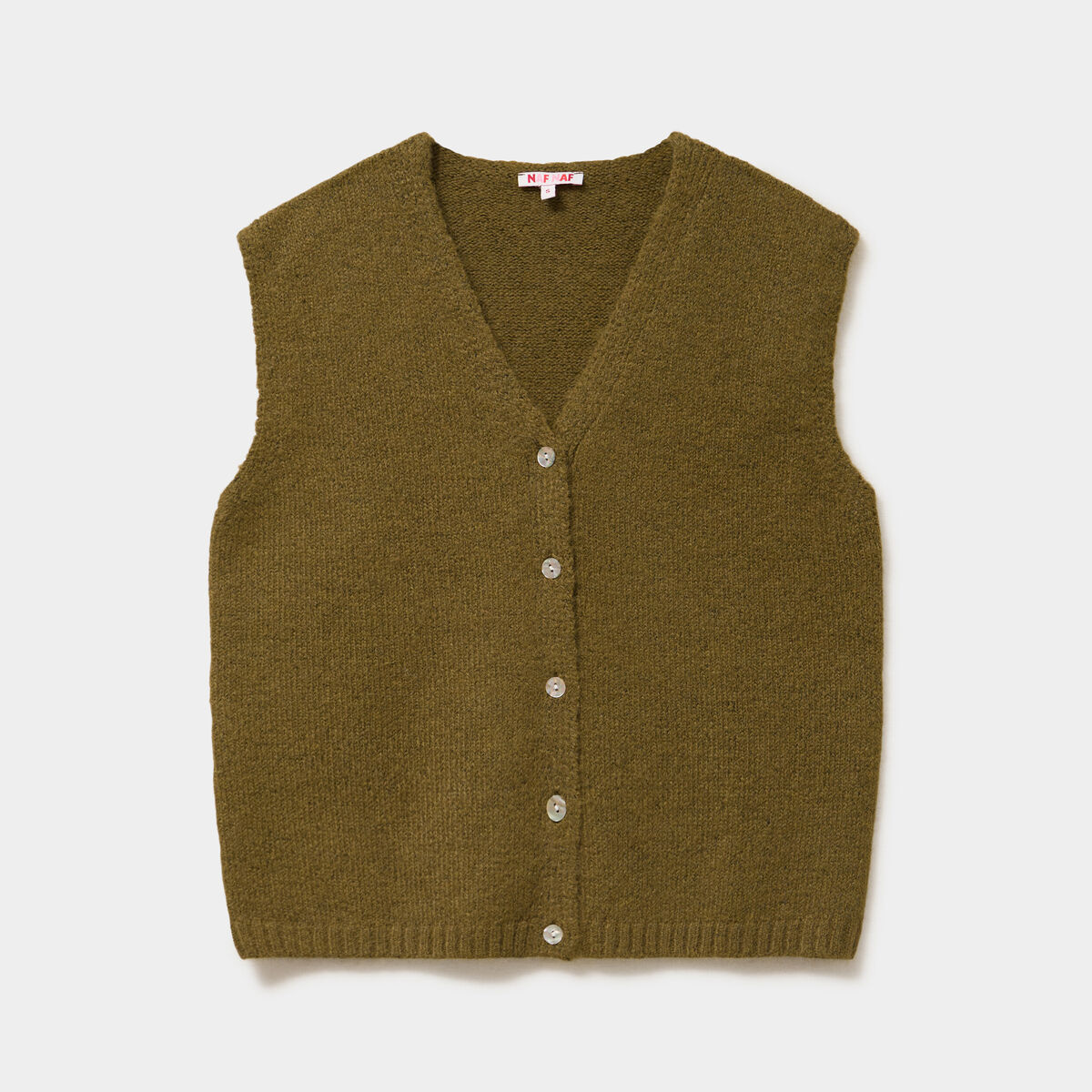 Gilet sans manches col en V vert olive femme