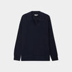 Pull col polo manches longues Creeks bleu fonc&eacute; femme