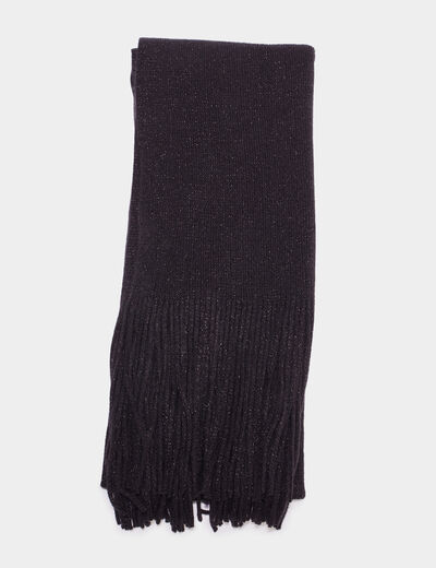 &Eacute;charpe tricot&eacute;e &agrave; franges noir femme