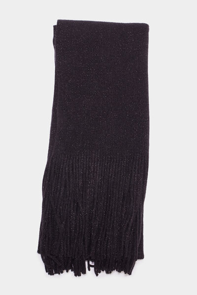 &Eacute;charpe tricot&eacute;e &agrave; franges noir femme