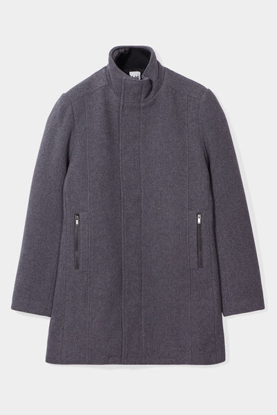 Manteau droit long gris foncé homme