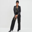 Pantalon large cargo &agrave; pinces noir femme