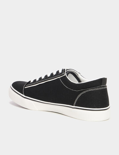 Tennis basses en toile à lacets noir homme