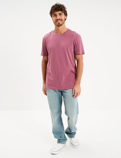 T-shirt droit en coton manches courtes mauve homme