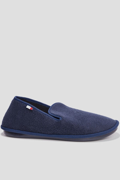 Chaussons façon charentaises bleu marine homme