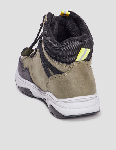 Boots lacets élastiqués Bazo vert kaki garçon