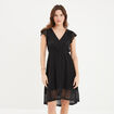 Robe longueur genou dentelle &eacute;vas&eacute;e noir femme