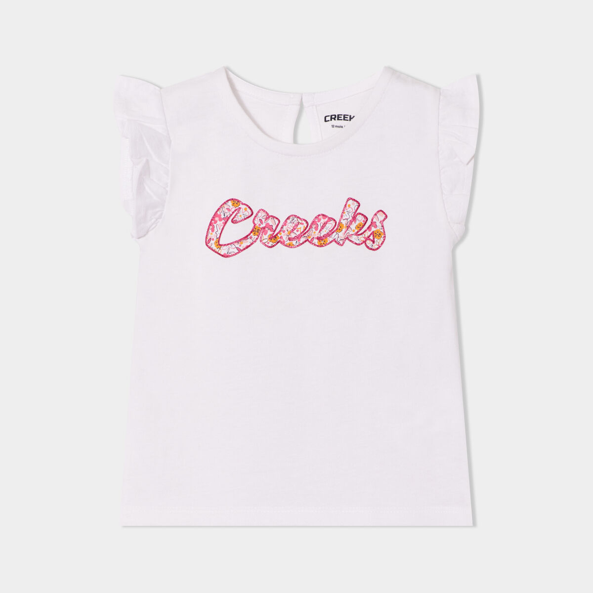 T-shirt manches volants coton Creeks blanc bébé fille