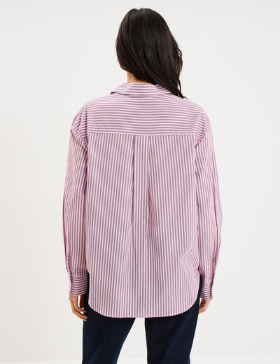 Chemise oversize 1 poche coton rose femme