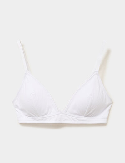 Soutien-gorge triangle padd&eacute; coton blanc femme