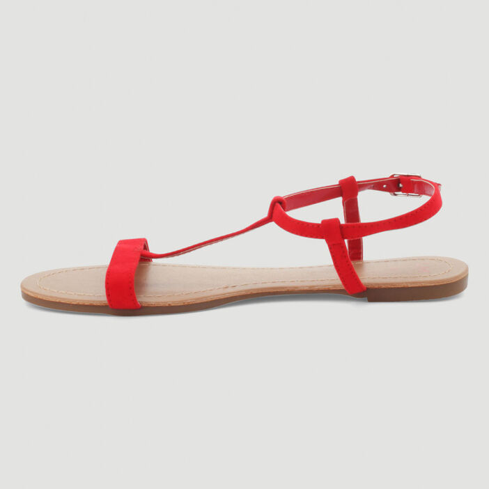 Sandales plates femme rouge