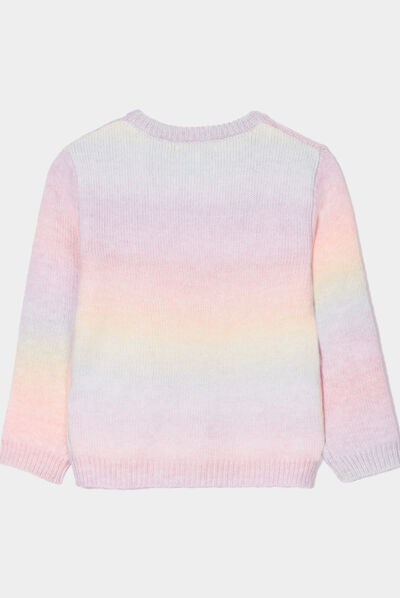 Pull col rond avec manches longues multicolore fille
