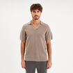 Polo manches courtes textur&eacute; coton marron homme